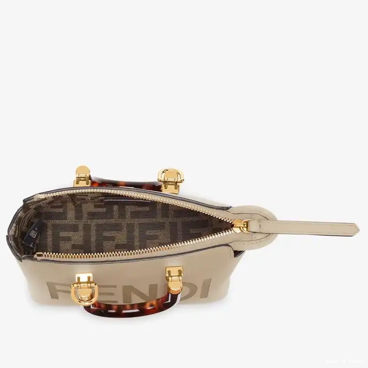 Cheap HOT Way The Fendi Leather Boston Logo ROMA By Mini Bag In Grey Calf 0406